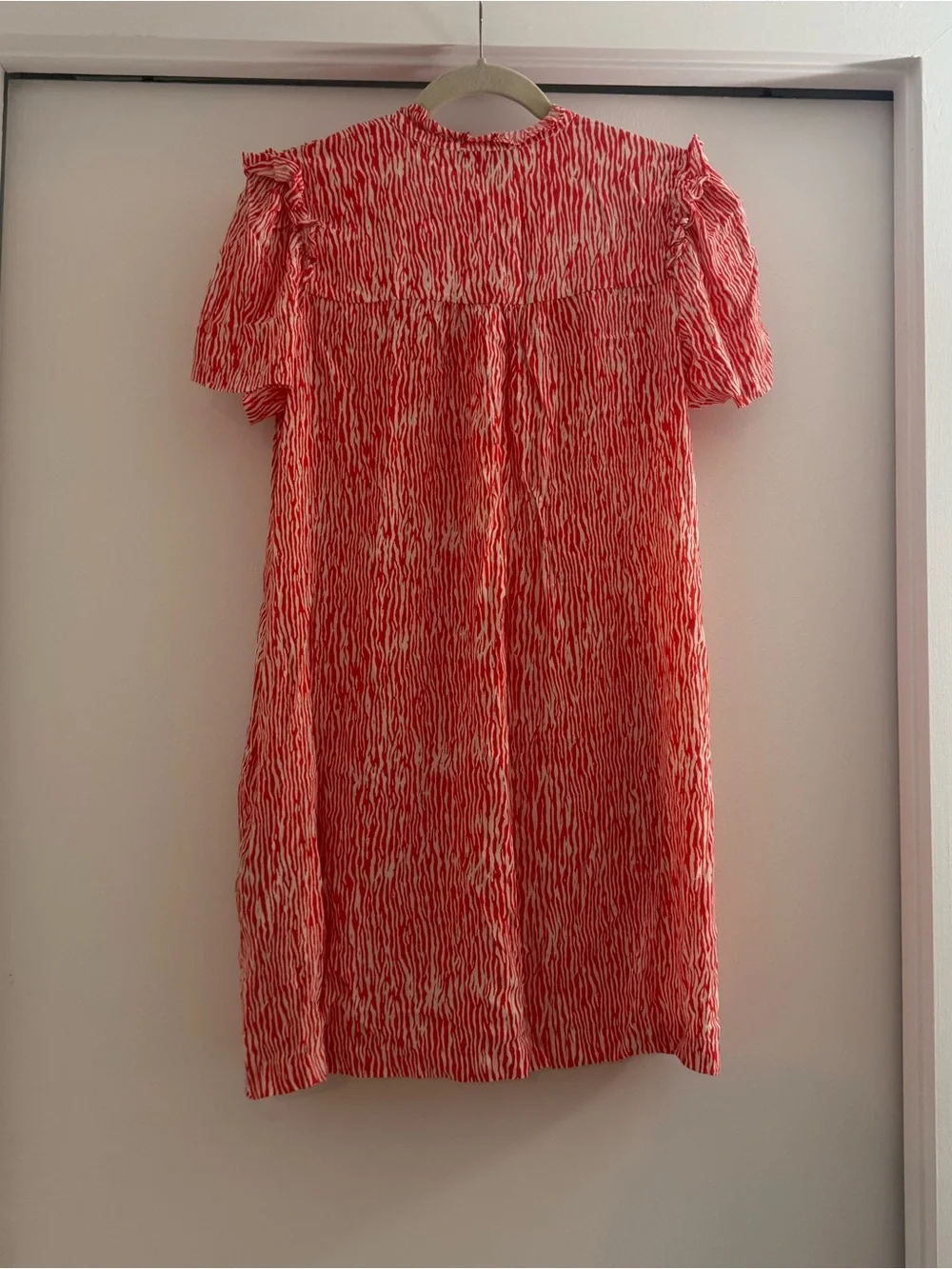 Whistles Red Rosalie Woodland Animal Button Down Shirt Dress Sz 6 Summer Travel - Picture 9 of 14
